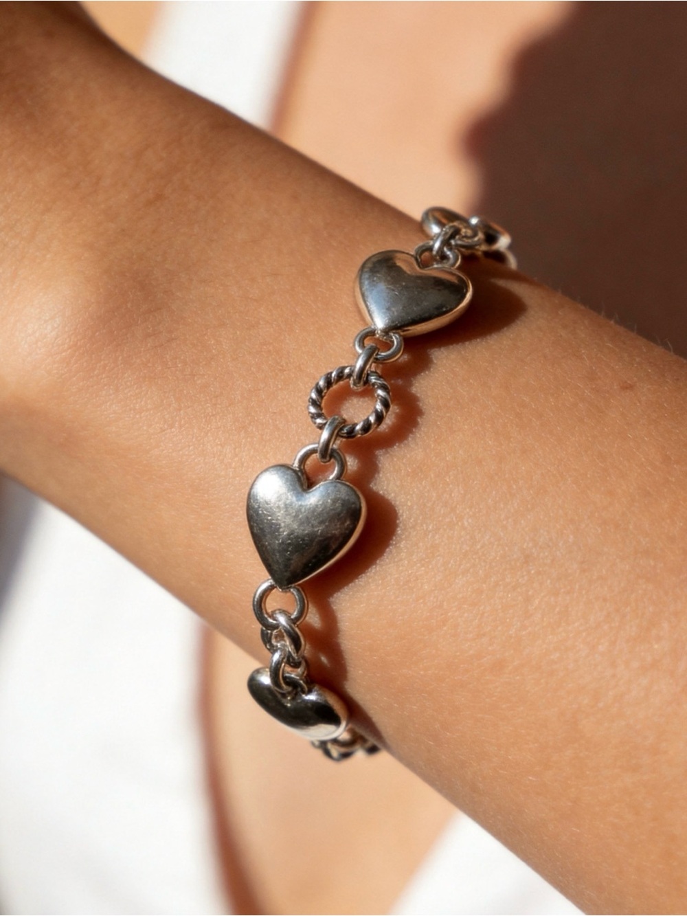 Handcraft Silver Heart Link Bracelet